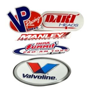 5 Large Branding Stickers VP, Dart, Manley, Pro Am Tour, Valvoline